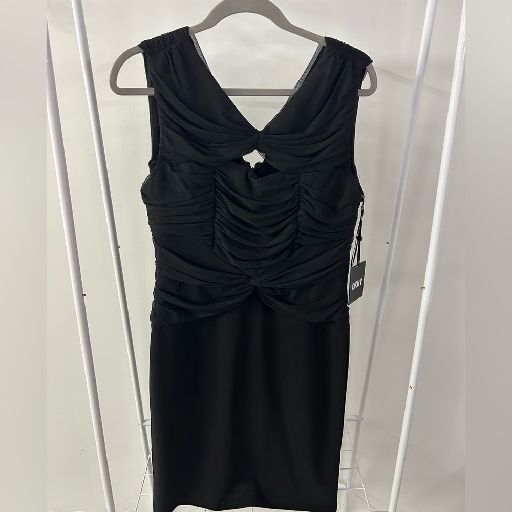 DKNY Chic Black Ruched Dress